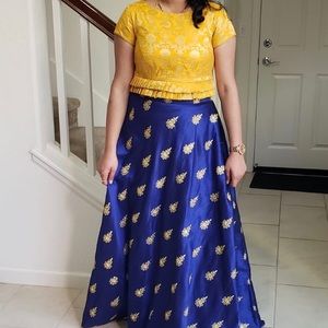 Designer crop top and skirt